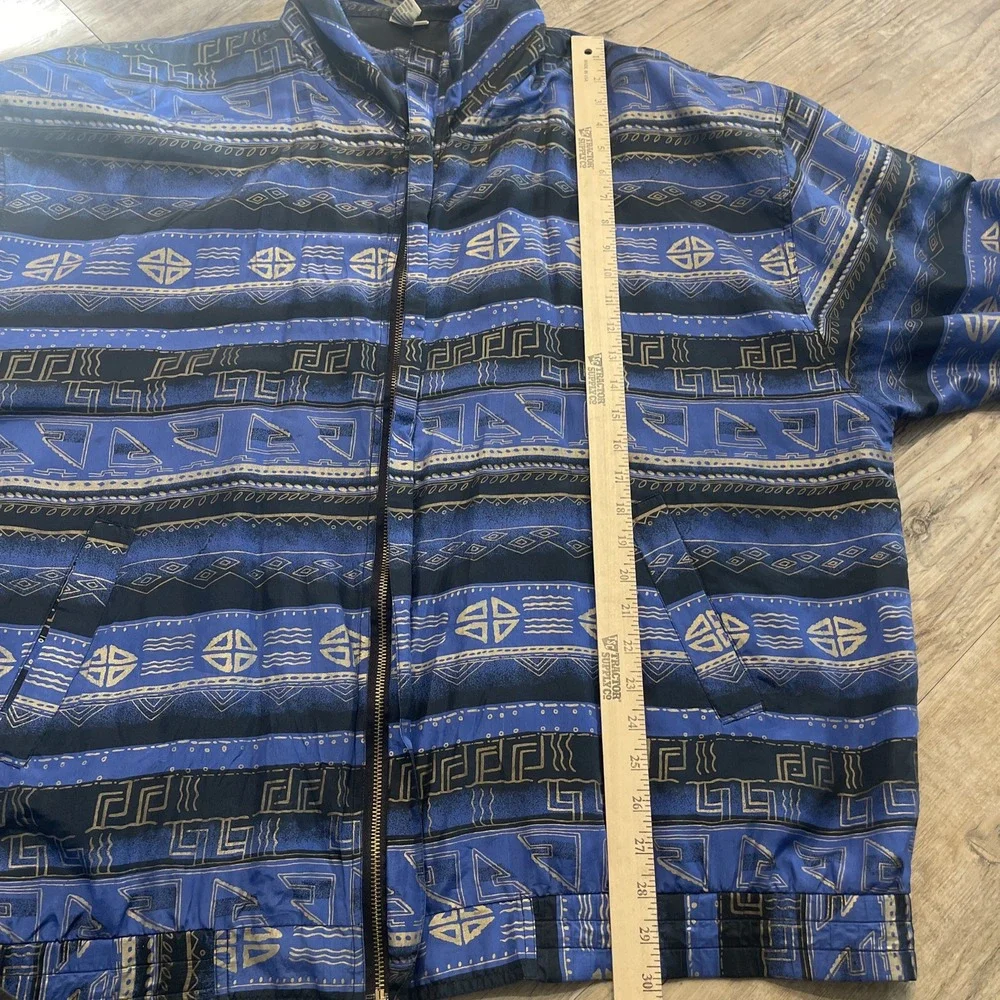 Vintage FUDA International 100% Silk Track Jacket Aztec Full Zip Lined Womens3xL